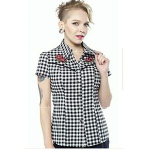 Sourpuss Western Rockabilly Top Roses Pinup